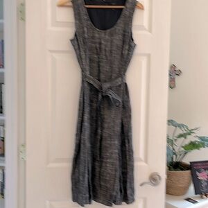 J.Crew Navy and White Tweed Dress With Pleated Skirt & Belt Size 19